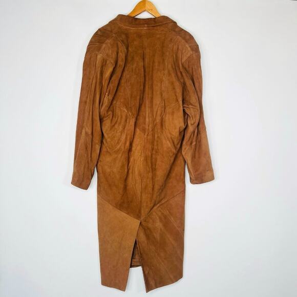 Adventure Bound Wilsons Suede Leather Insulated Mid Trench Coat Jacket Tan Men - Picture 11 of 16